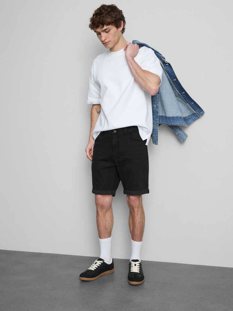 Mid-Rise Slim Denim Shorts