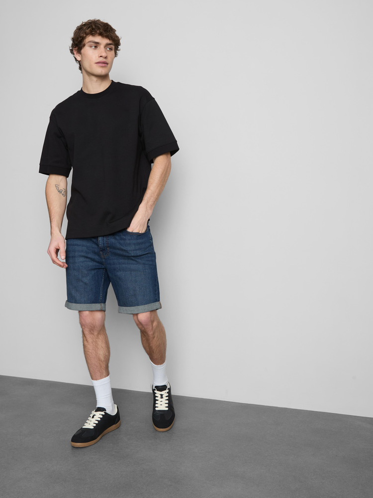 Mid-Rise Slim Denim Shorts