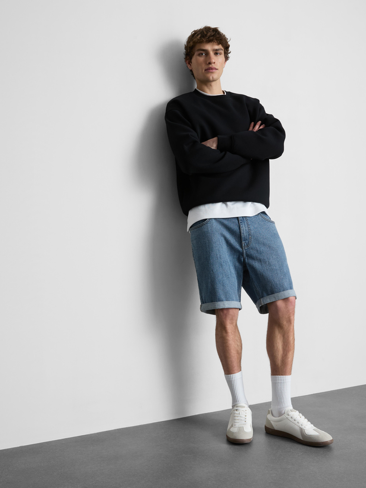 Mid-Rise Slim Denim Shorts
